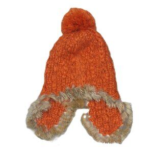 Maifangmei Orange Fur Trim Ear Flap Winter Hat for Adult